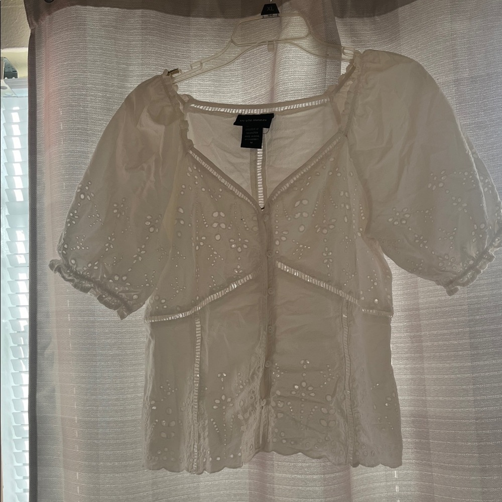 White Eyelet Puff Sleeve Top